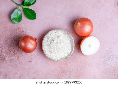 Bowl With Dried Onion Powder.