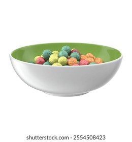 A bowl filled with colorful cereal balls, perfect for breakfast or a snack. - Powered by Shutterstock