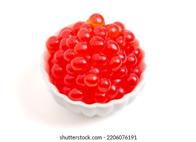 Bowl Filled with Popping Boba Isolated on a White Background - Shutterstock ID 2206076191
