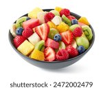 Bowl of fresh fruit salad isolated on white background