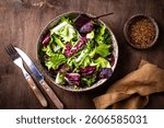 Bowl of fresh green salad mix