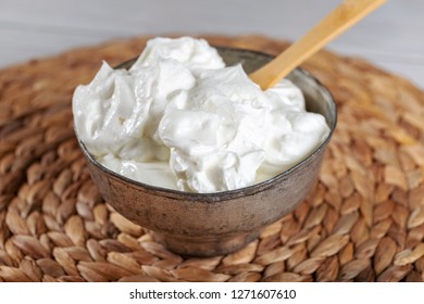 Bowl Of Fresh Strained Yogurt