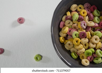 Bowl Of Froot Loops On White Background