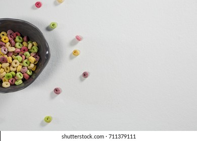 Bowl Of Froot Loops On White Background