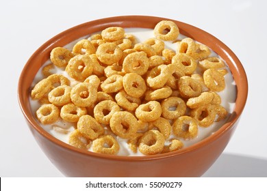 Bowl full of honey corn flakes rings - breakfast