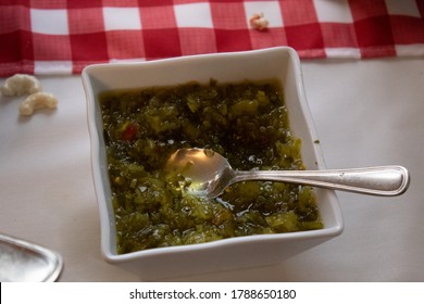 Bowl Full Of Relish Ready To Be Served