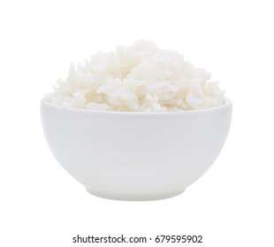  Bowl Full Of Rice Isolated On White Background