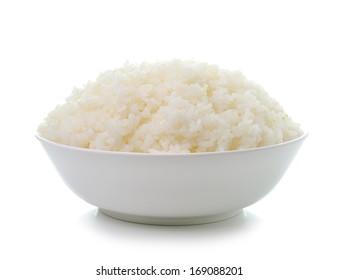 Bowl Full Of Rice On White