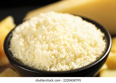 Bowl With Grated Parmesan Cheese, Closeup View