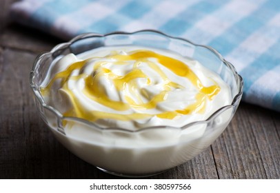 Bowl Of Greek Yogurt With Honey 