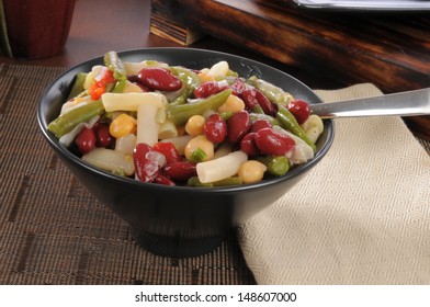 A Bowl Of Healthy Four Bean Salad