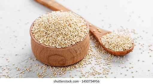 Bowl Of Healthy White Quinoa Seeds.