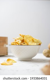 Bowl of homemade potato chips