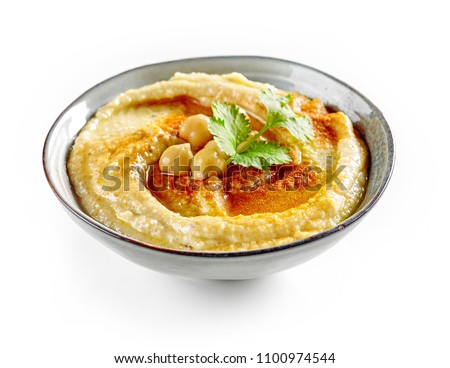 bowl of hummus isolated on white background Stok fotoğraf © 