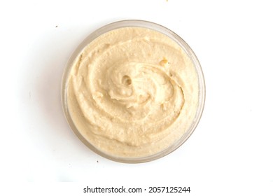 Bowl Of Hummus On White Background