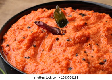 Bowl Of Indian Red Chutney, Coconut Chutney.