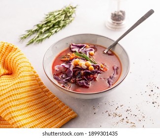 Bowl Of Italian Vegetable Tomato Chickpea Soup