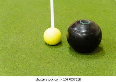 Bowl And Jack On An Indoor Bowls Carpet