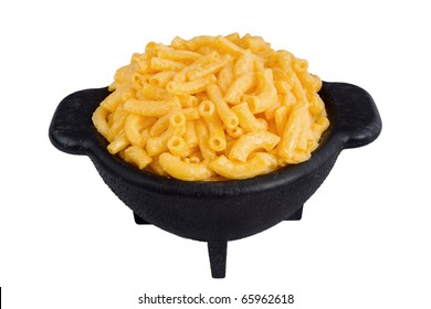 Bowl Of Macaroni And Cheese Dinner Isolated Over White