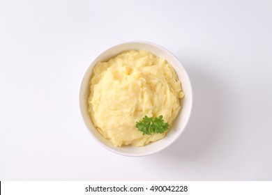 bowl of mashed potatoes puree - Shutterstock ID 490042228
