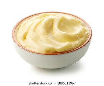 Bowl Of Mayonnaise Isolated On White Background