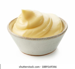 Bowl Of Mayonnaise Isolated On White Background