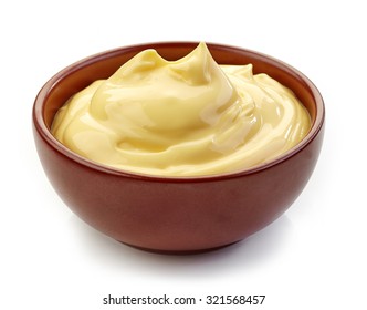 Bowl Of Mayonnaise Isolated On White Background