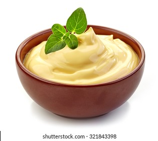 Bowl Of Mayonnaise Isolated On White Background