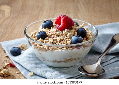 bowl of muesli and yogurt with fresh berries - Powered by Shutterstock