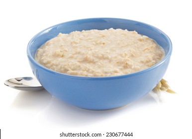 Bowl Of Oatmeal Isolated On White Background