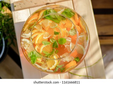 Bowl Of Orange And Mint Punch