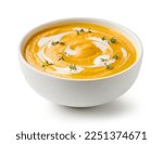bowl ov vegetable cream soup isolated on white background