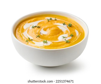 sopa de crema vegetal de bowl ov aislado en fondo blanco