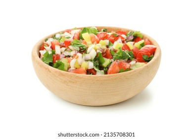 Bowl Of Pico De Gallo Isolated On White Background