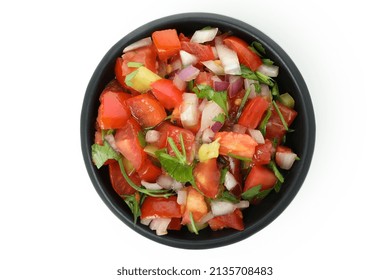 Bowl Of Pico De Gallo Isolated On White Background