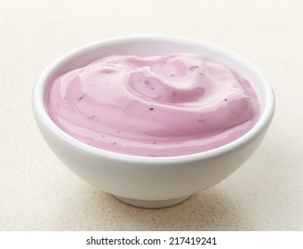 Bowl Of Pink Fruit Yogurt