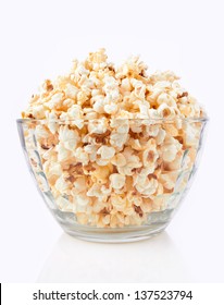 Bowl Of Popcorn, Isolated On A Whine Background