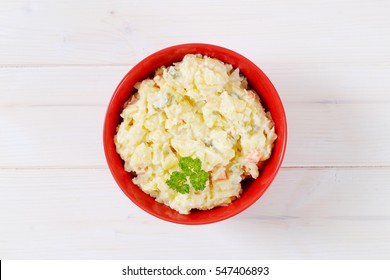 Bowl Of Potato Salad On White Background
