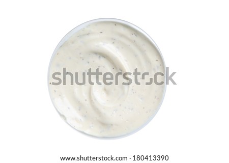 Bowl of ranch dip, cut out on white background