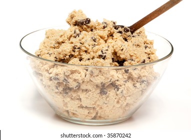 A Bowl Of Raw Chocolate Chip Cookie Dough