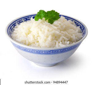 Bowl Of Rice On White Background