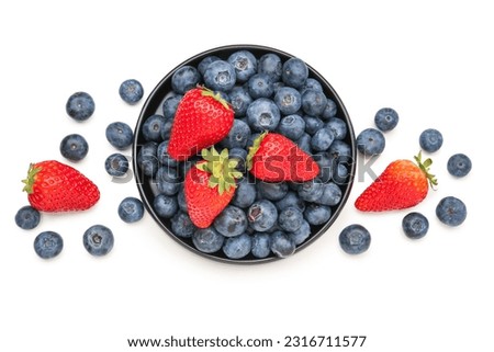 Similar – Image, Stock Photo Bowl of strawberries, blueberries and mint leaves