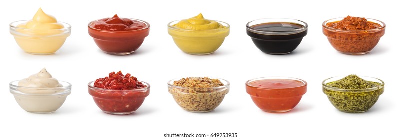 Bowl with sauce set isolated on white background - Shutterstock ID 649253935