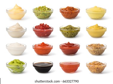 Bowl with sauce set  isolated on white background - Shutterstock ID 663327790