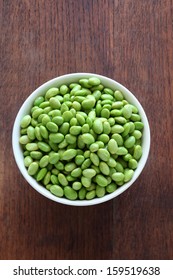 Bowl Of Shelled Edamame, High Angle View.