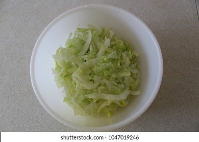 Bowl Of Shredded Green Lettuce 