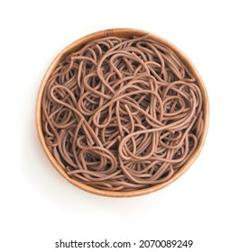 Bowl Of Soba Noodles On White Background