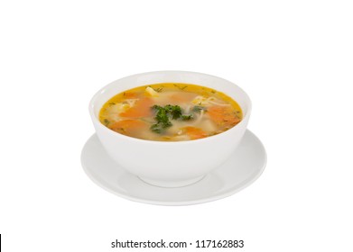 Bowl Of Soup Isolated On White Background