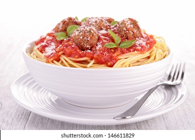 Bowl Of Spaghetti And Meatball