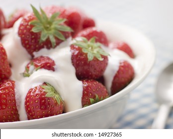 Bowl Of Strawberries And Cream